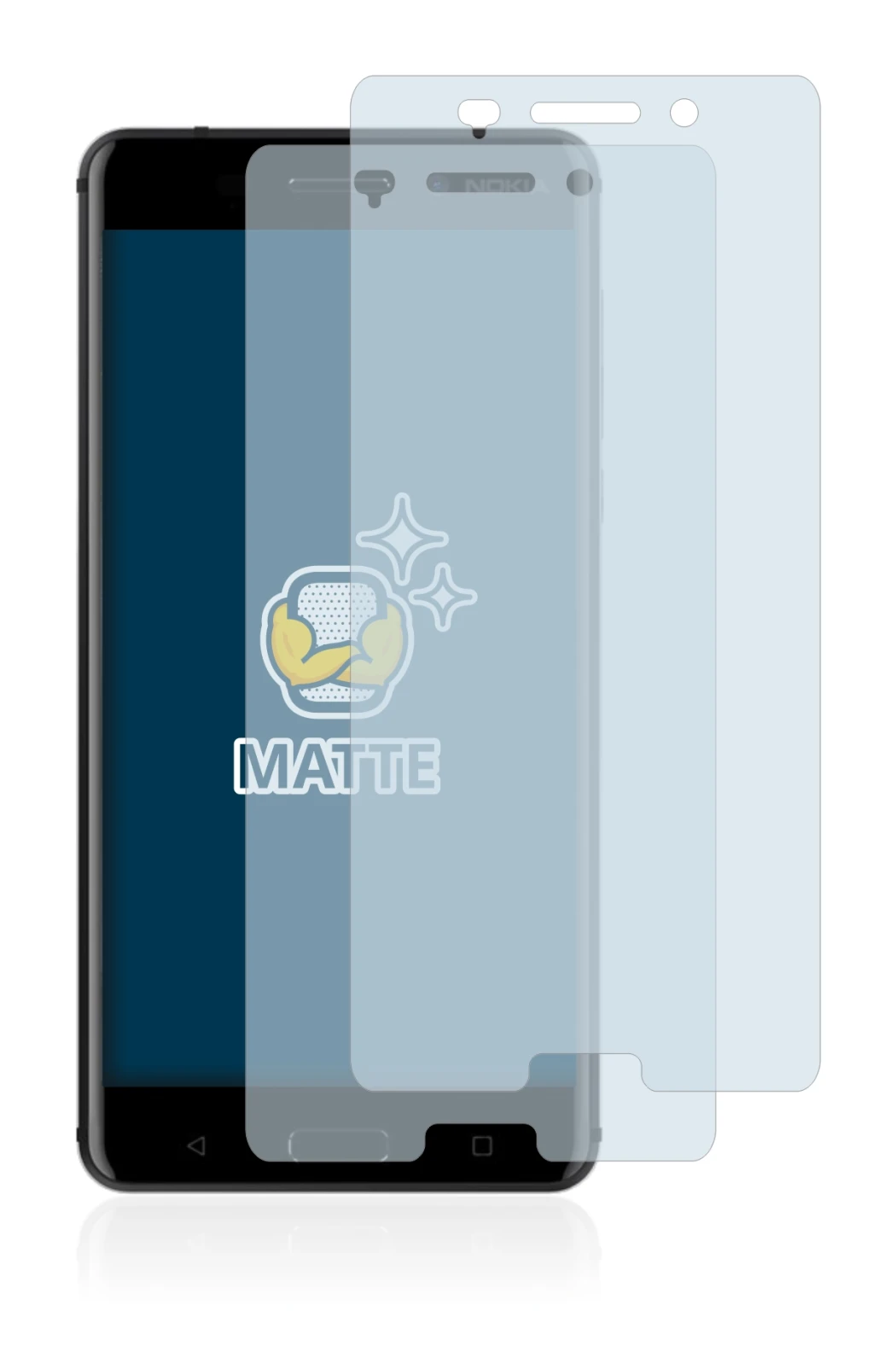 Image de l'appareil Nokia 6 2017 avec une grande variété de protections d'écran.