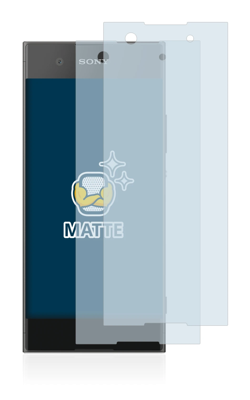 Image de l'appareil Sony Xperia XA1 avec une grande variété de protections d'écran.