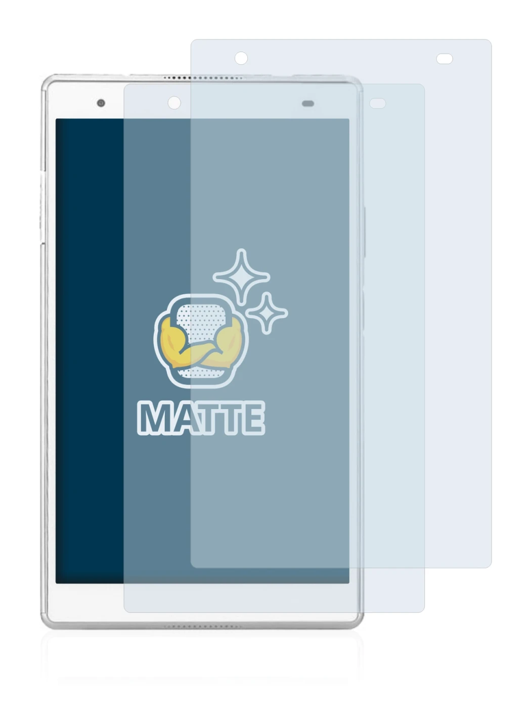 Image de l'appareil Lenovo Tab 4 8 Plus avec une grande variété de protections d'écran.