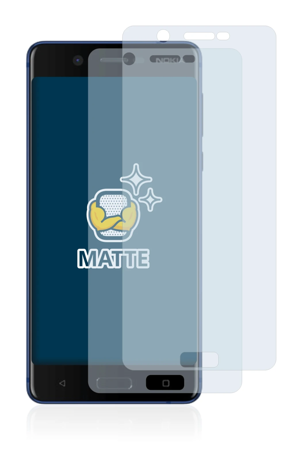 Image de l'appareil Nokia 5 avec une grande variété de protections d'écran.