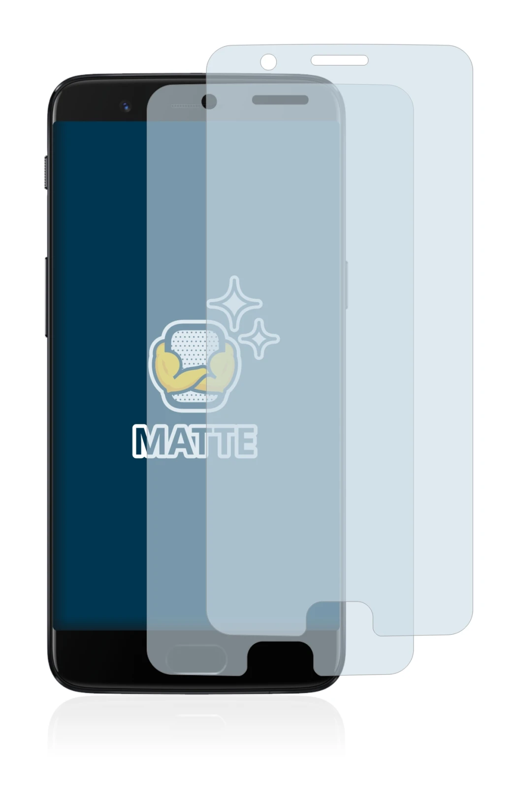 Image de l'appareil OnePlus 5 avec une grande variété de protections d'écran.