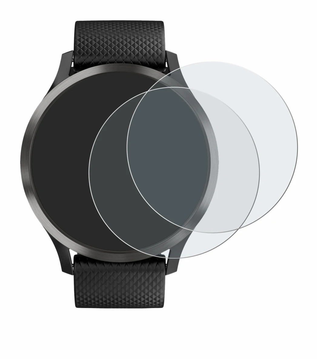 Image de l'appareil Garmin vivomove HR avec une grande variété de protections d'écran.