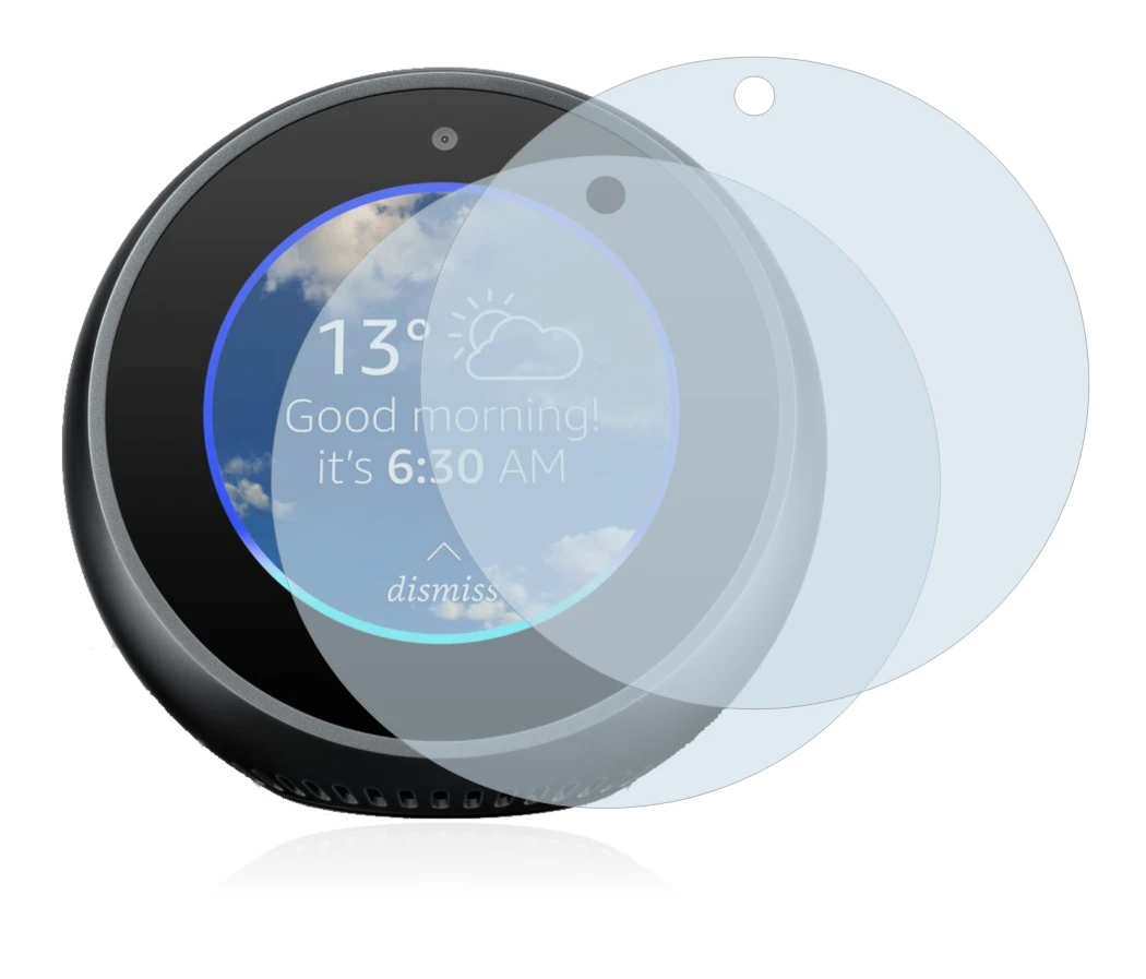 Image de l'appareil Amazon Echo Spot avec une grande variété de protections d'écran.