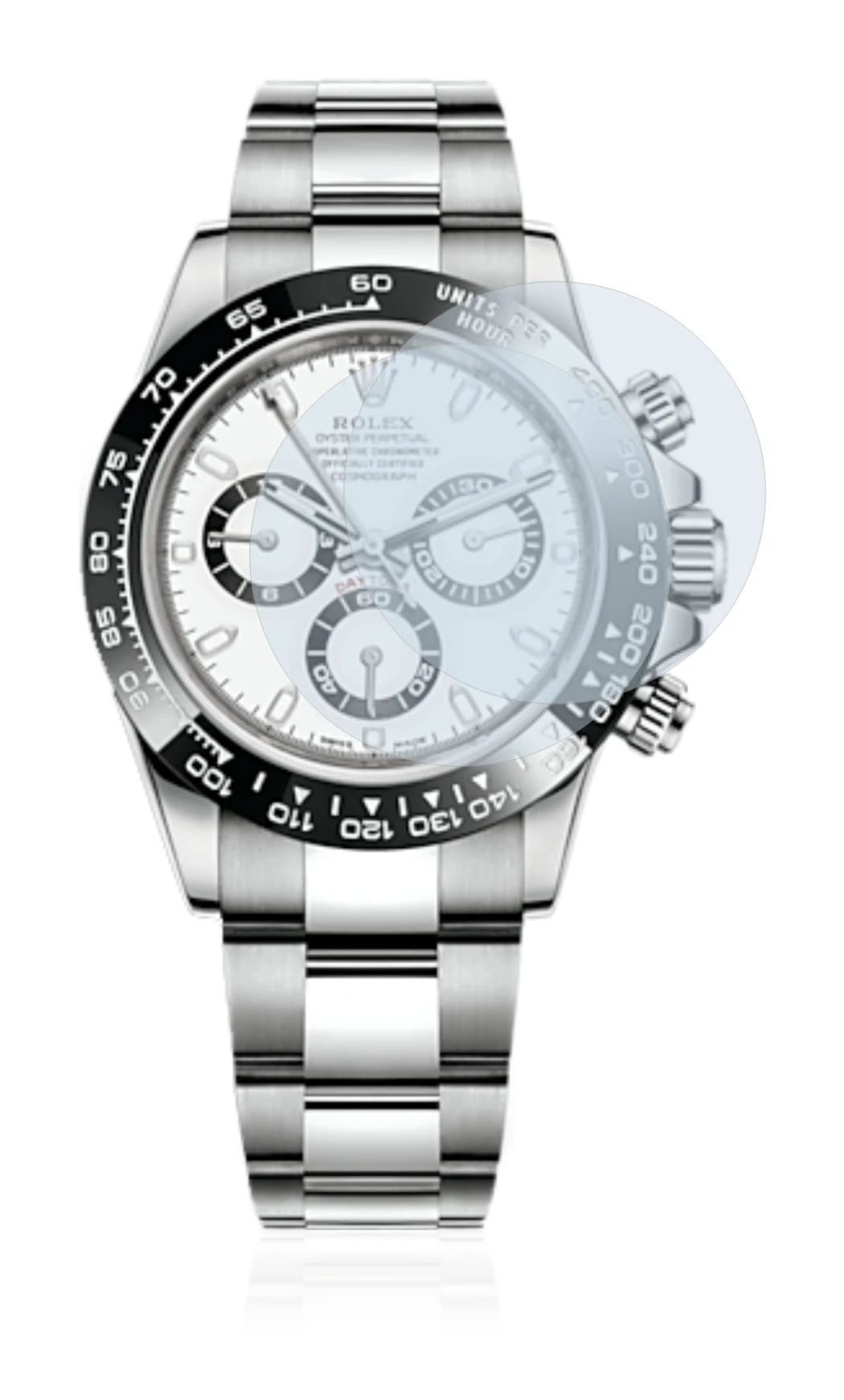 Image de l'appareil Rolex Cosmograph Daytona (40 mm) avec une grande variété de protections d'écran.