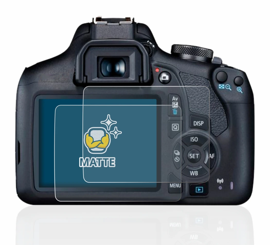Image de l'appareil Canon EOS 2000D avec une grande variété de protections d'écran.