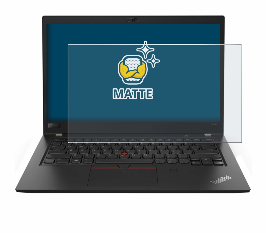 Image de l'appareil Lenovo ThinkPad T480s avec une grande variété de protections d'écran.