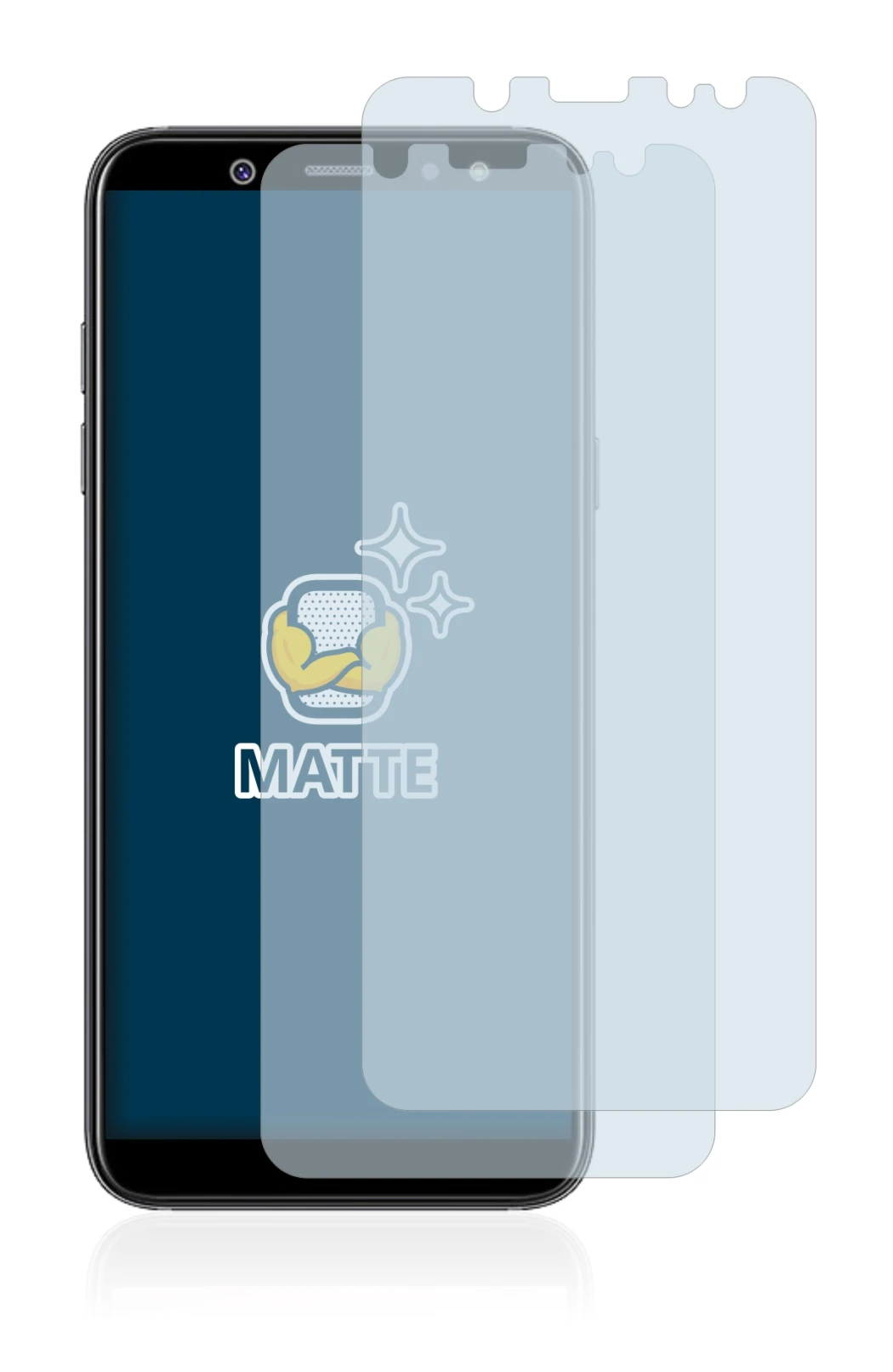 Image de l'appareil Samsung Galaxy A6 2018 avec une grande variété de protections d'écran.