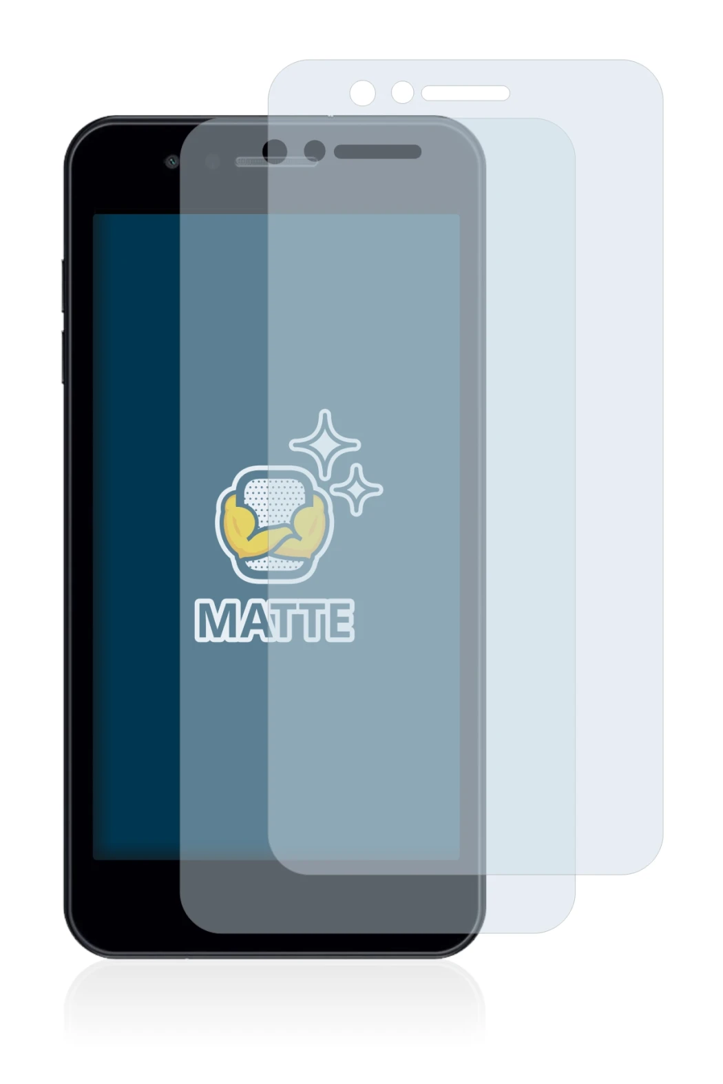 Image de l'appareil LG K9 avec une grande variété de protections d'écran.