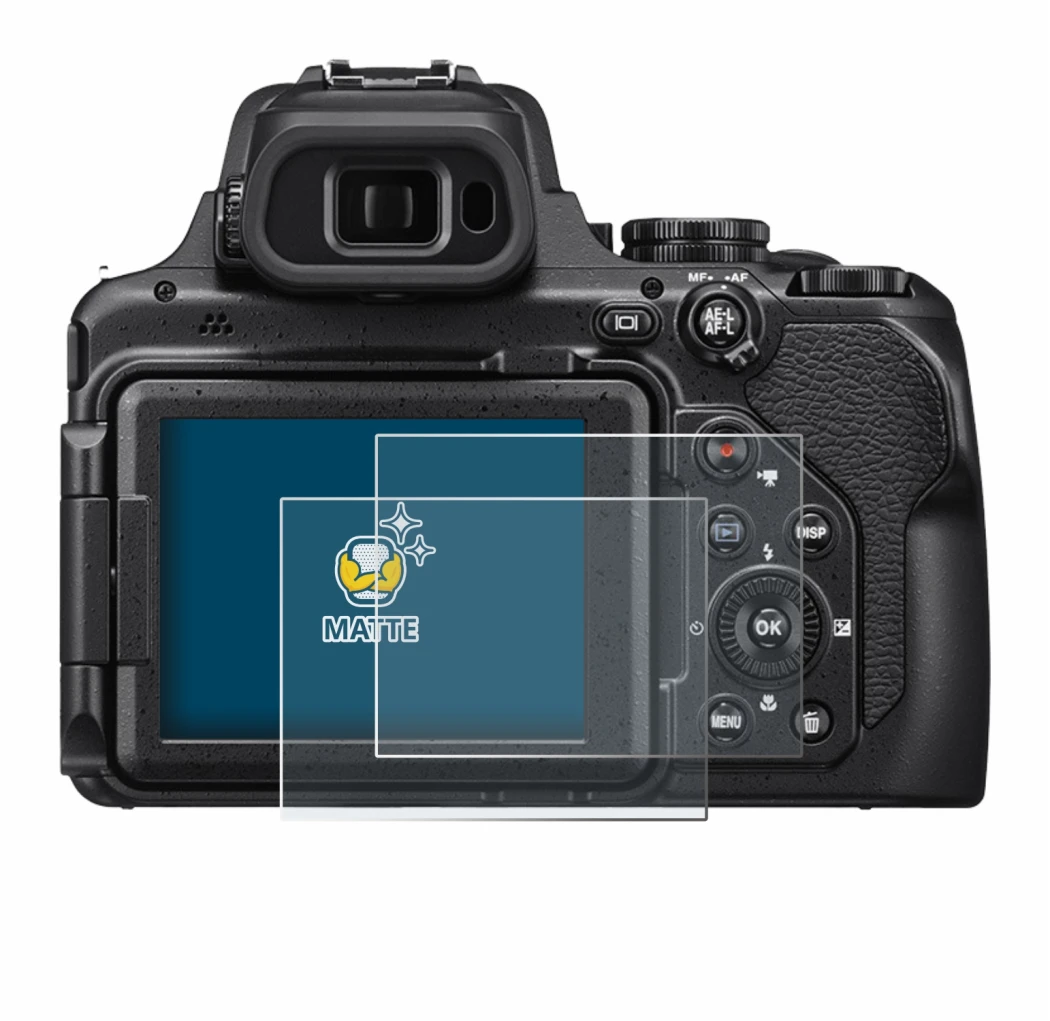 Image de l'appareil Nikon Coolpix P1000 avec une grande variété de protections d'écran.