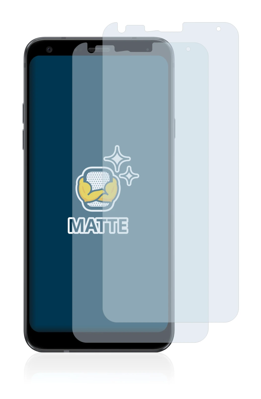 Image de l'appareil LG Q7 Plus avec une grande variété de protections d'écran.