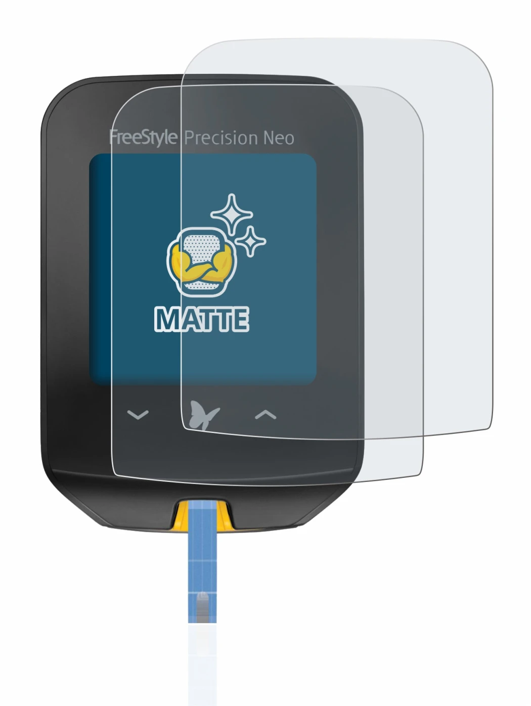 Image de l'appareil Freestyle Precision Neo avec une grande variété de protections d'écran.