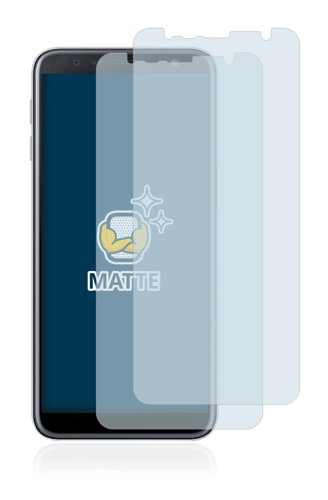 Image de l'appareil Samsung Galaxy J6 Plus avec une grande variété de protections d'écran.