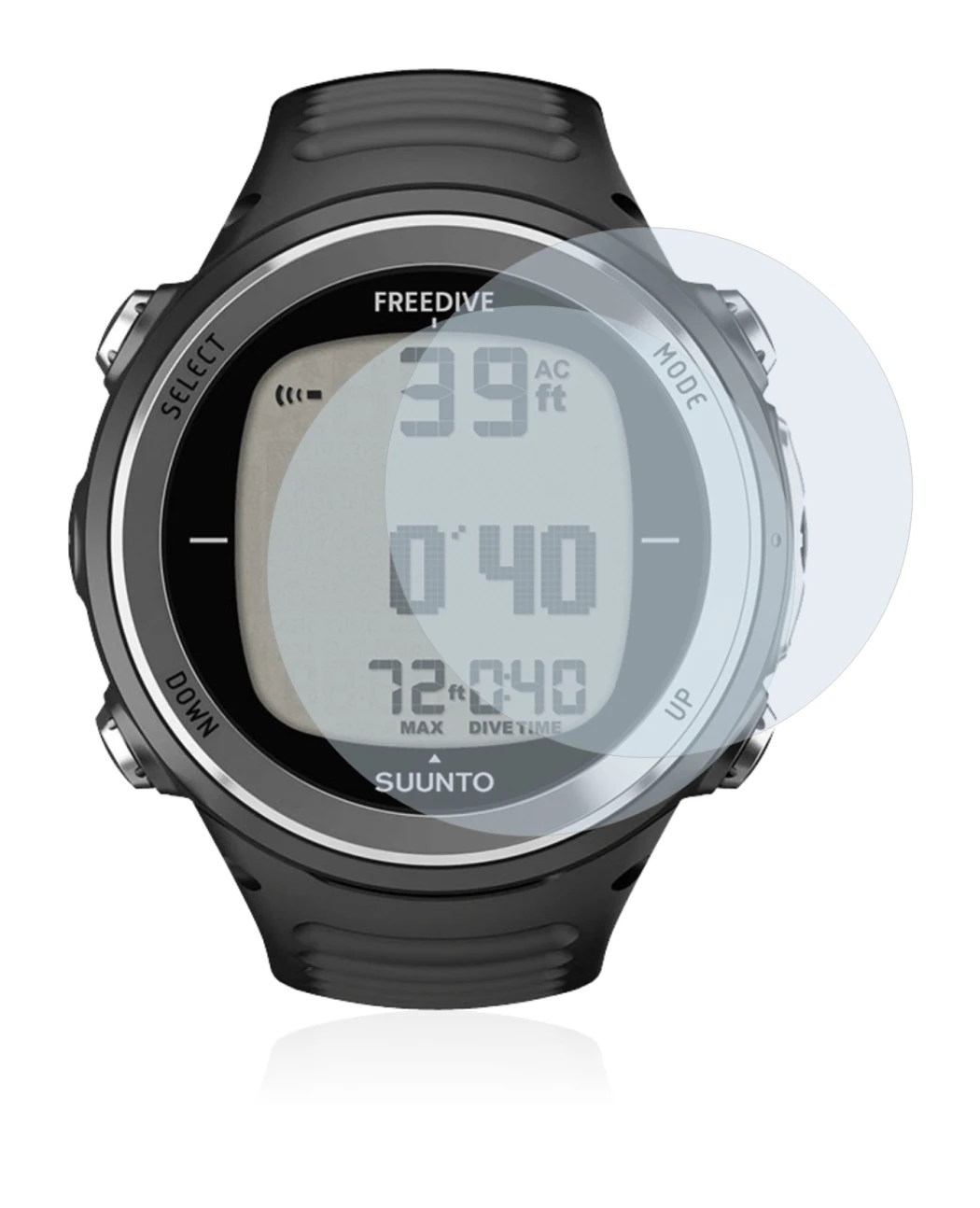 Image de l'appareil Suunto D4F avec une grande variété de protections d'écran.