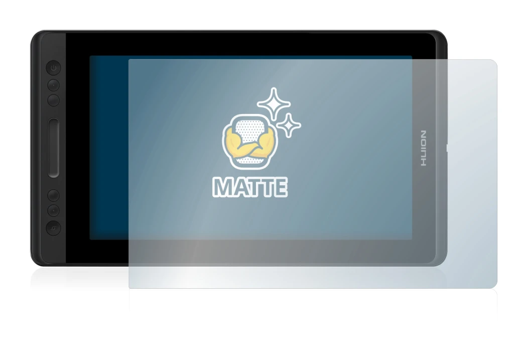 Image de l'appareil Huion Kamvas Pro 13 avec une grande variété de protections d'écran.