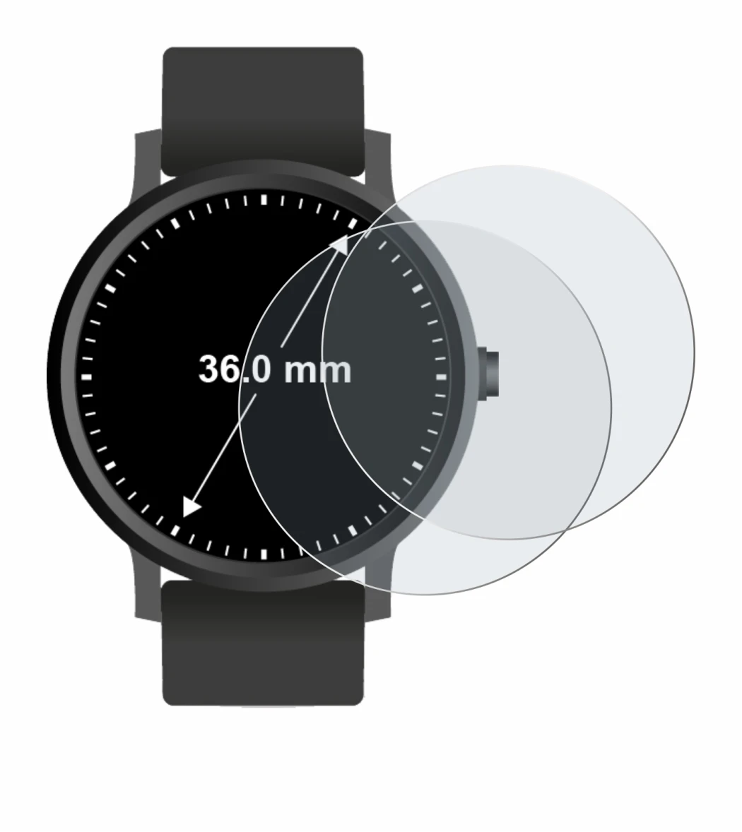 Image de l'appareil Circulaire Displays (ø: 36 mm) avec une grande variété de protections d'écran.