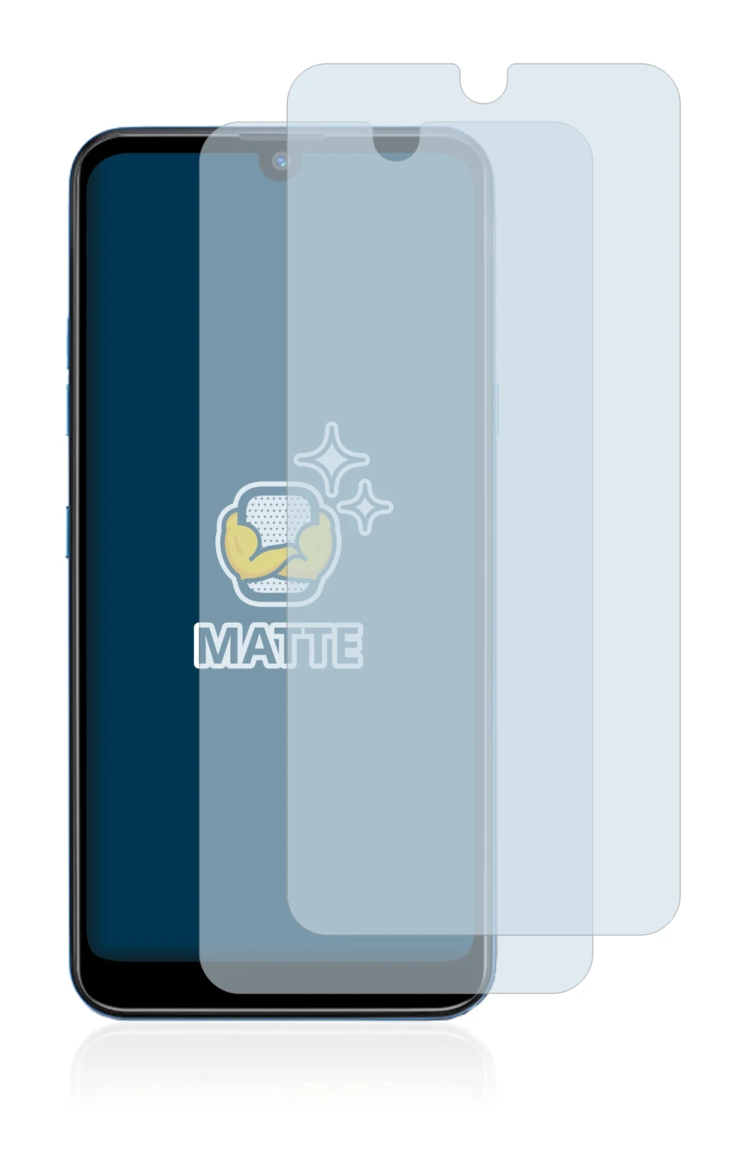 Image de l'appareil LG Q60 avec une grande variété de protections d'écran.