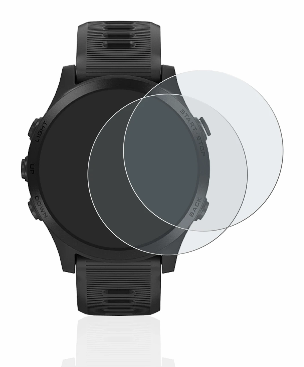 Image de l'appareil Garmin Forerunner 945 avec une grande variété de protections d'écran.