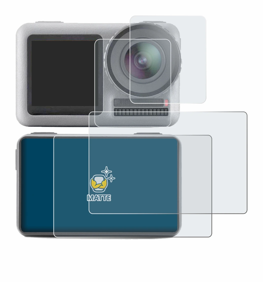 Image de l'appareil DJI Osmo Action avec une grande variété de protections d'écran.