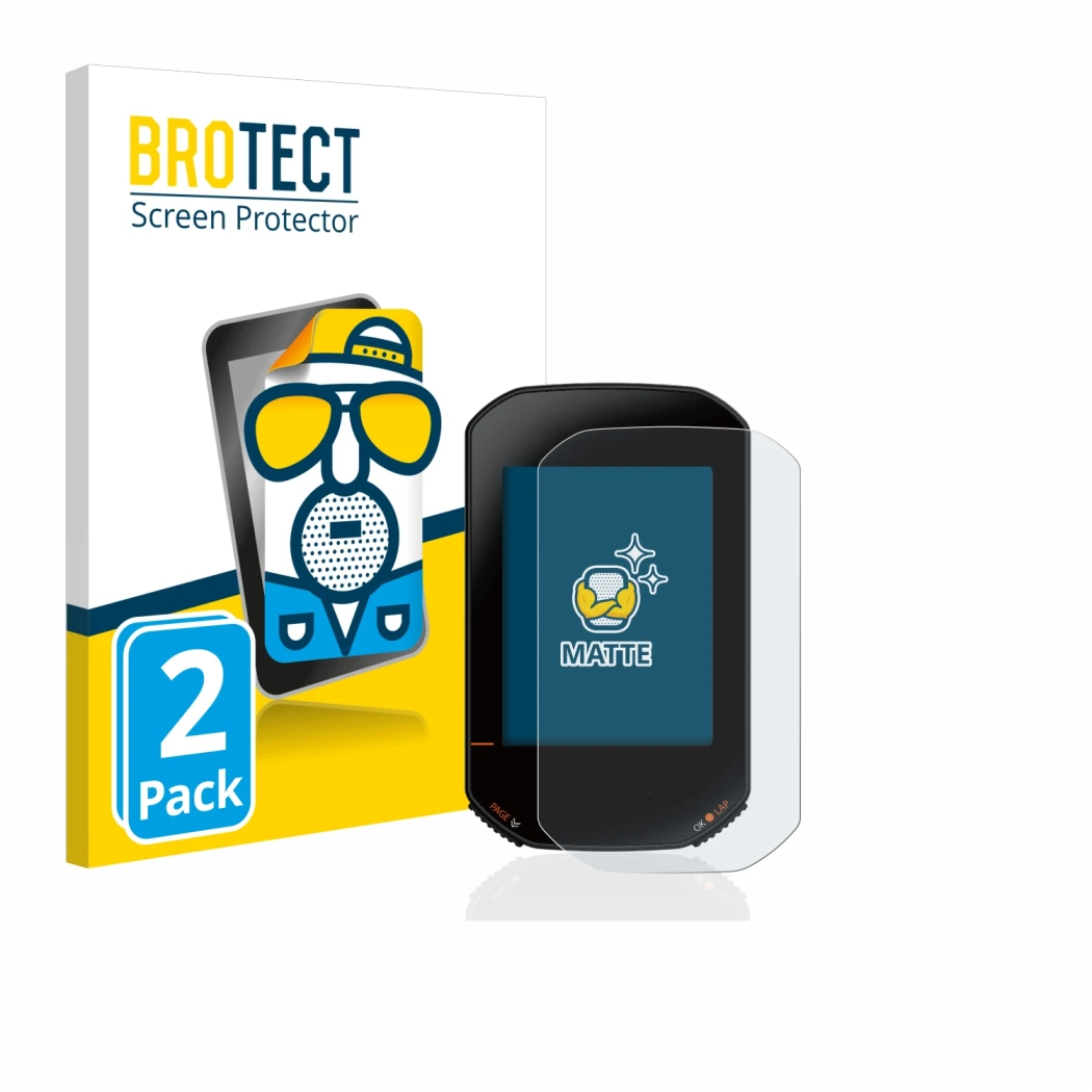 Face avant d’un emballage produit avec le logo de la marque BROTECT. À côté, l’appareil Bryton Rider 420 est représenté avec l