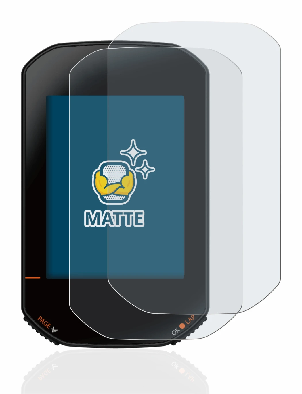 Image de l'appareil Bryton Rider 420 avec une grande variété de protections d'écran.