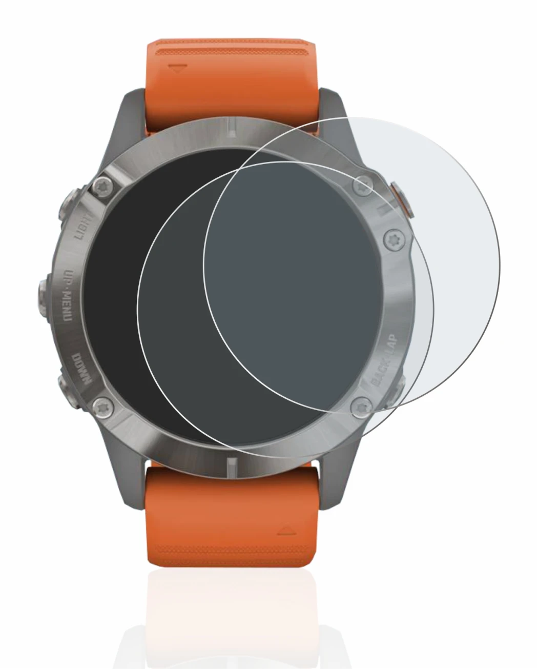 Image de l'appareil Garmin Fenix 6 Pro avec une grande variété de protections d'écran.