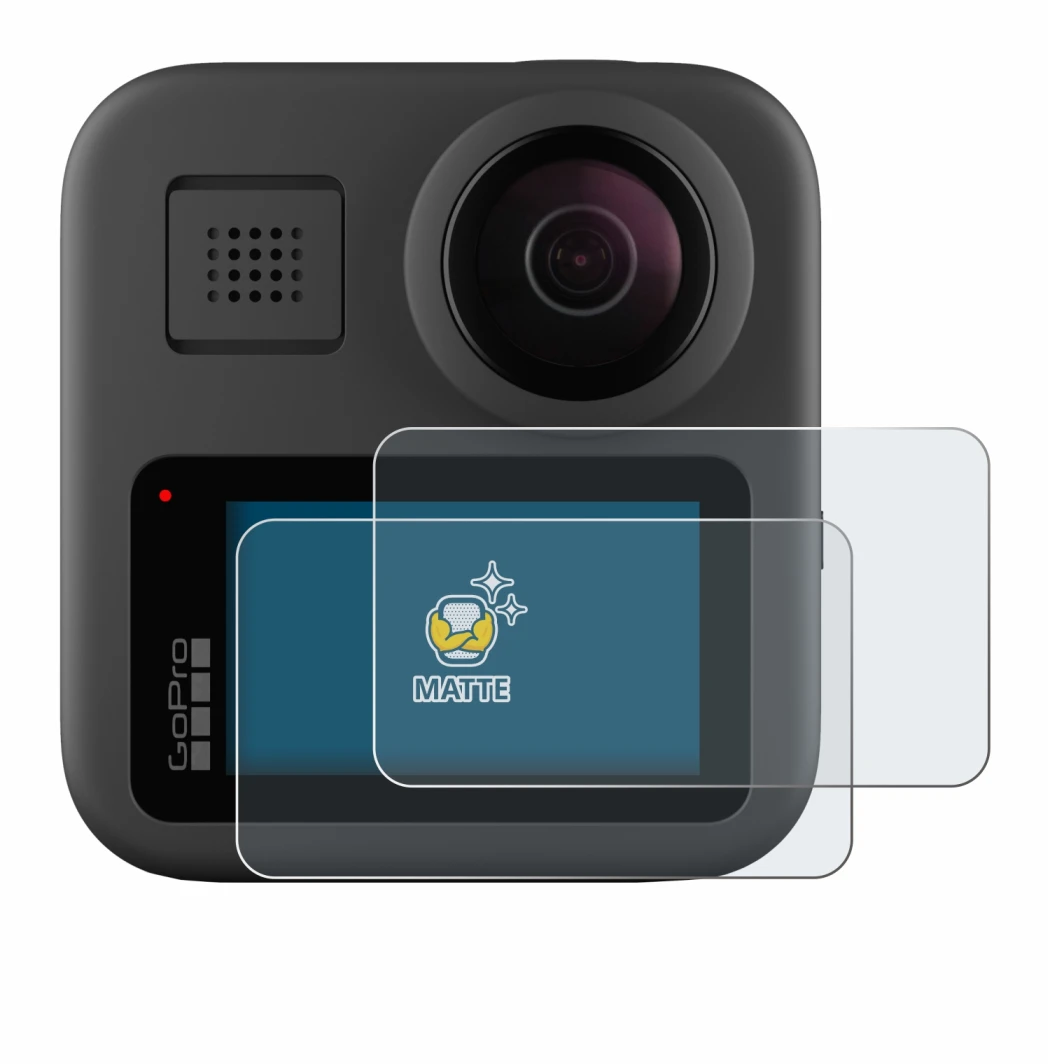 Image de l'appareil GoPro Max avec une grande variété de protections d'écran.