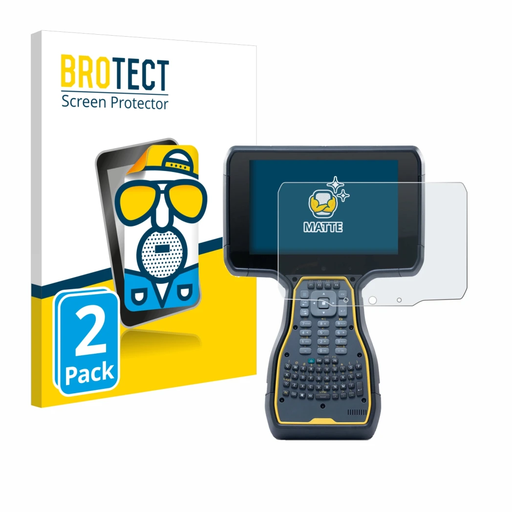Face avant d’un emballage produit avec le logo de la marque BROTECT. À côté, l’appareil Trimble TSC7 Controller est représenté