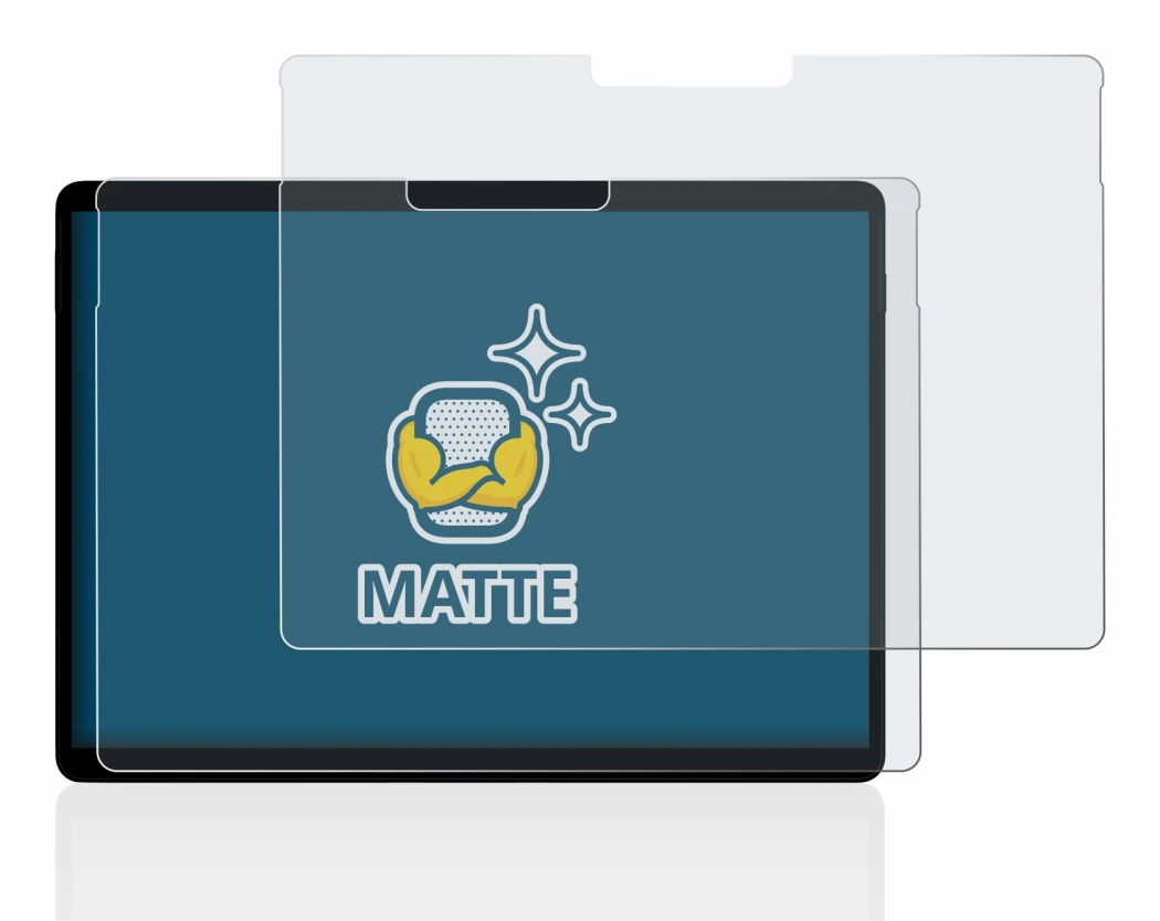 Image de l'appareil Microsoft Surface Pro X avec une grande variété de protections d'écran.