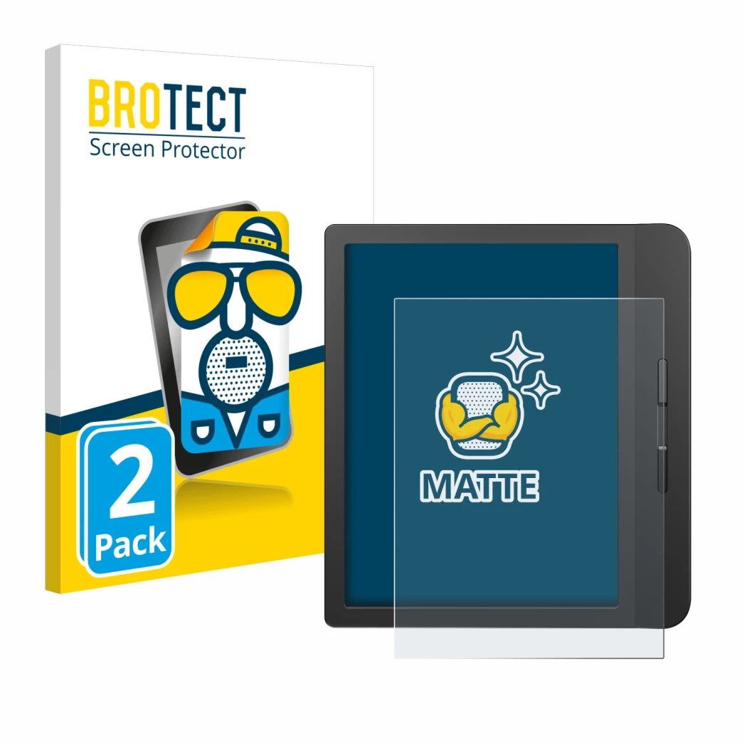 Face avant d’un emballage produit avec le logo de la marque BROTECT. À côté, l’appareil Tolino Vision 5 est représenté avec la