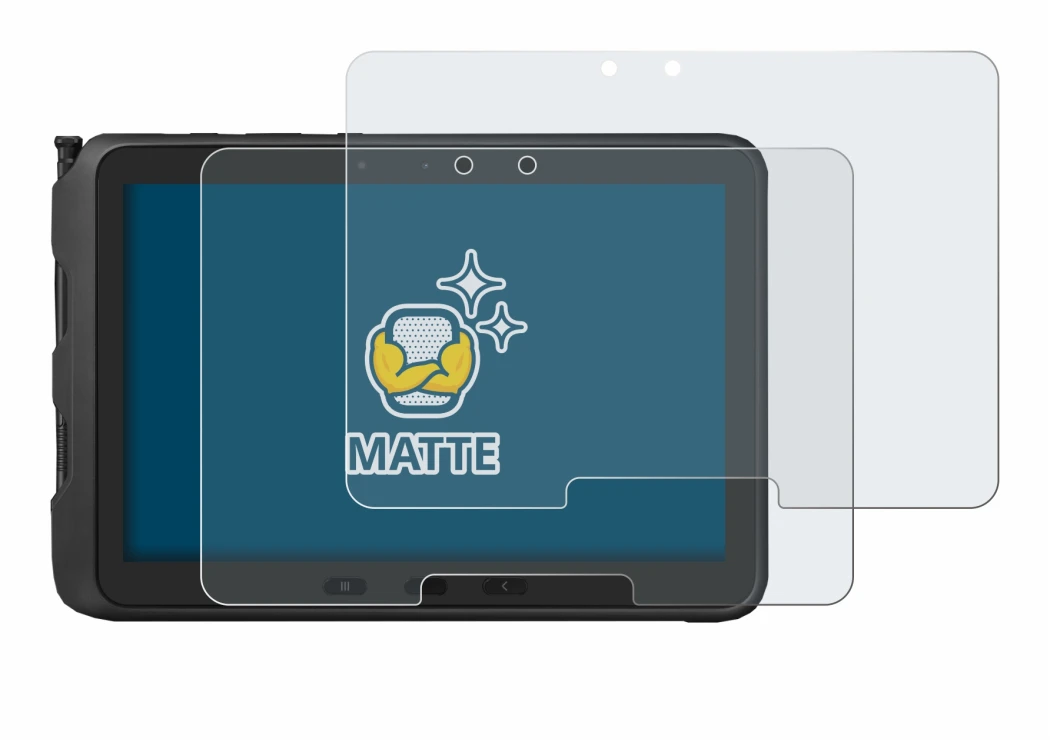 Image de l'appareil Samsung Galaxy Tab Active Pro avec une grande variété de protections d'écran.