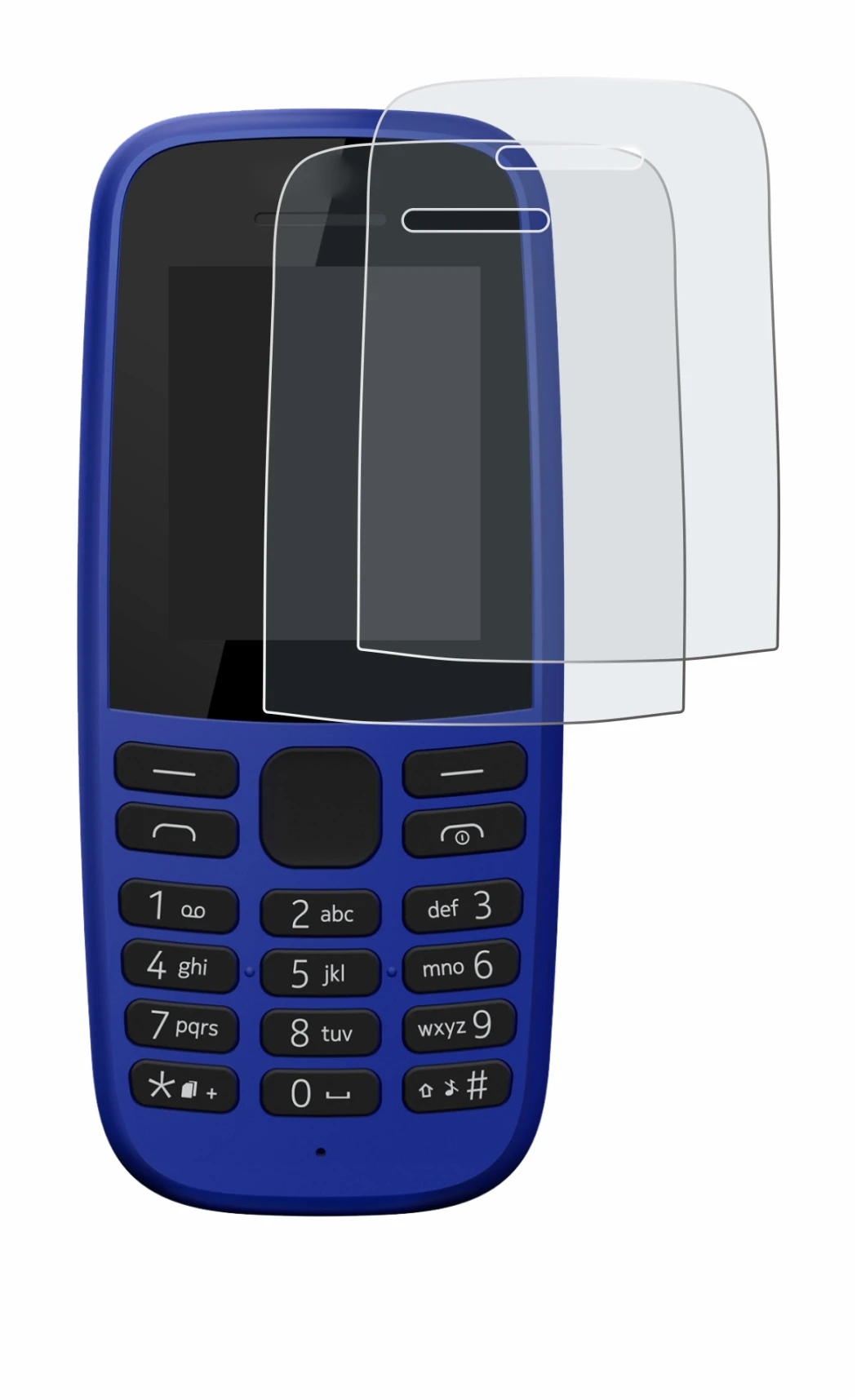 Image de l'appareil Nokia 105 DS 2019 avec une grande variété de protections d'écran.