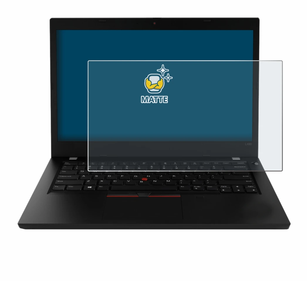 Image de l'appareil Lenovo ThinkPad L490 avec une grande variété de protections d'écran.