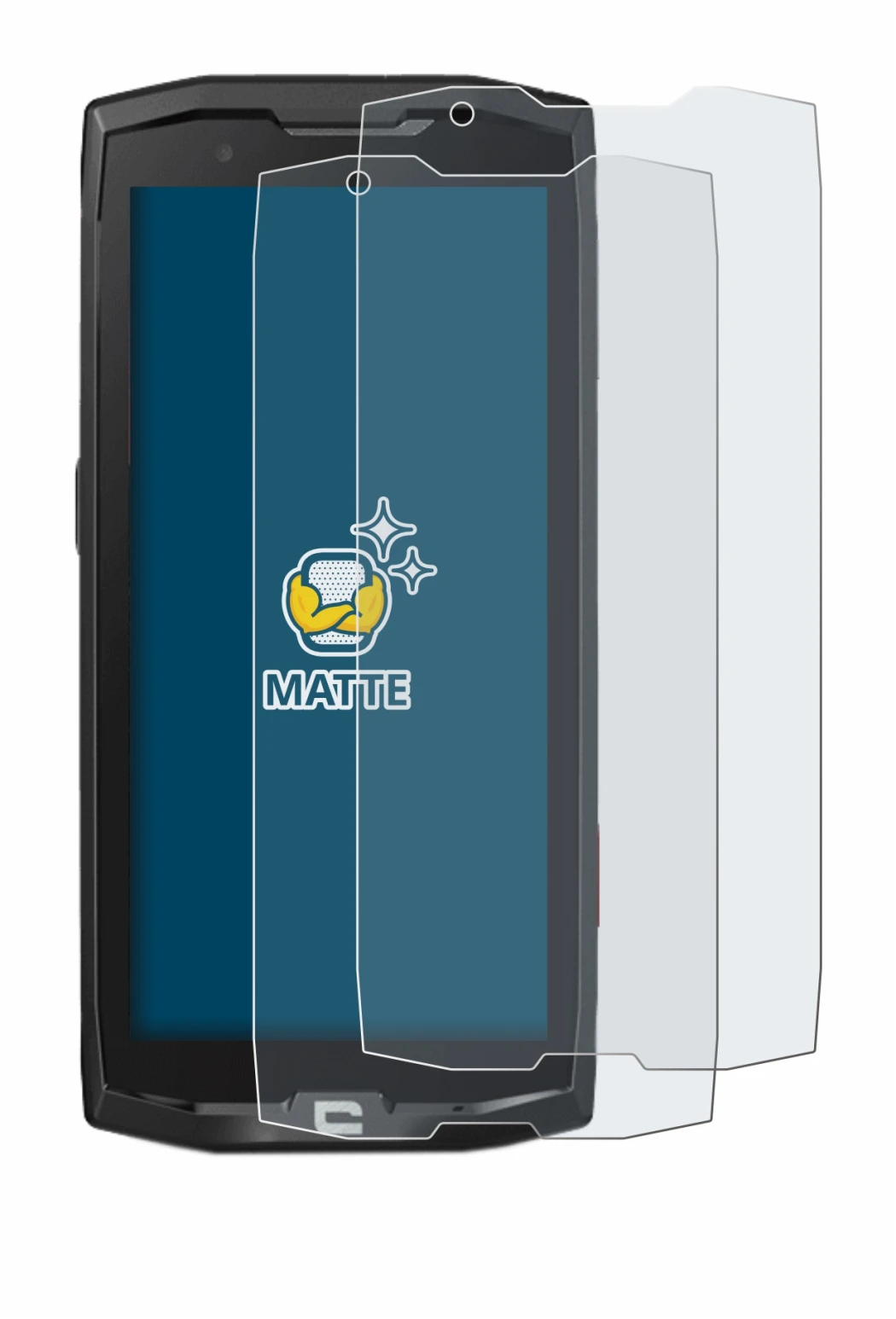 Image de l'appareil Crosscall Core X4 avec une grande variété de protections d'écran.