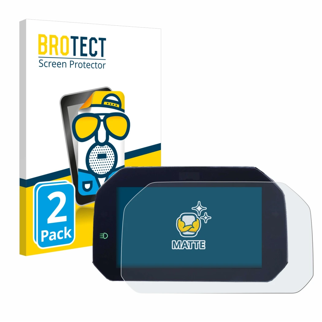 Face avant d’un emballage produit avec le logo de la marque BROTECT. À côté, l’appareil BMW S 1000 XR 2020 Connectivity TFT 6.