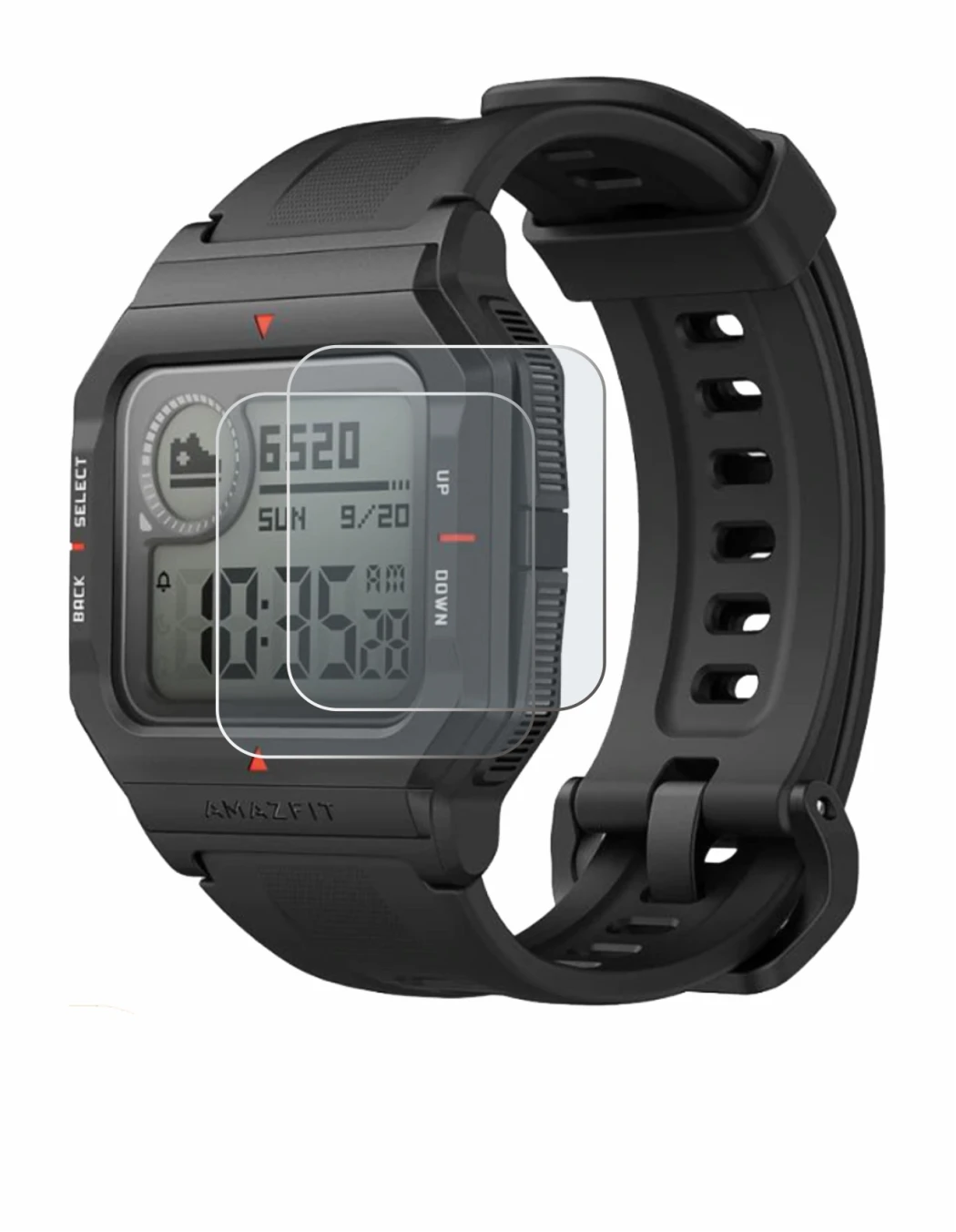 Image de l'appareil Huami Amazfit Neo avec une grande variété de protections d'écran.