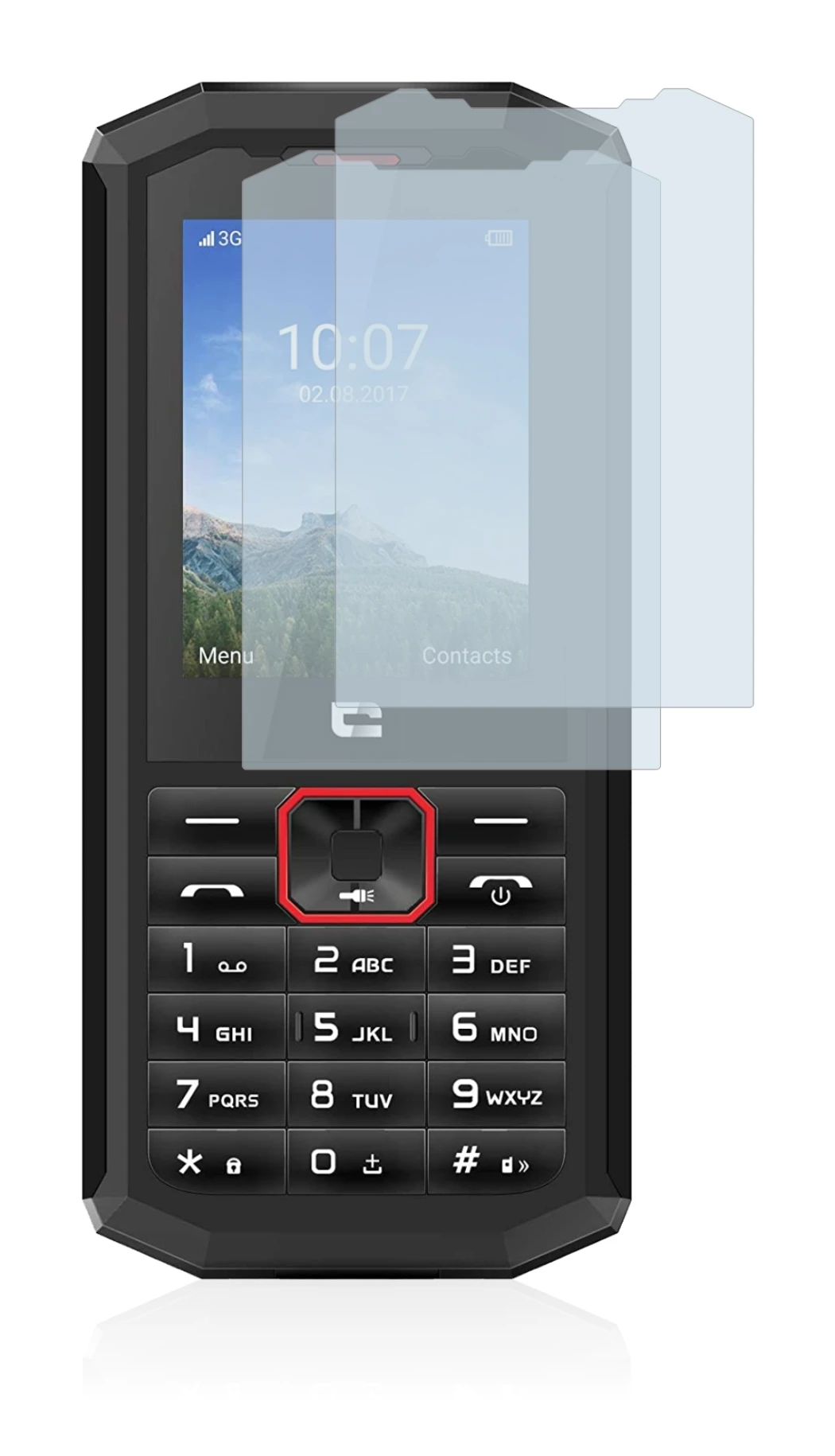 Image de l'appareil Crosscall Spider X5 avec une grande variété de protections d'écran.