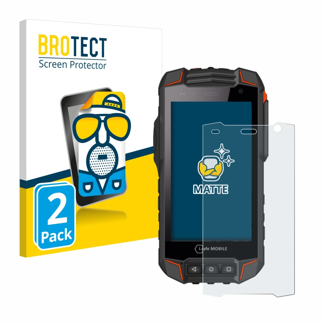 Face avant d’un emballage produit avec le logo de la marque BROTECT. À côté, l’appareil i.safe MOBILE IS530.1 est représenté a