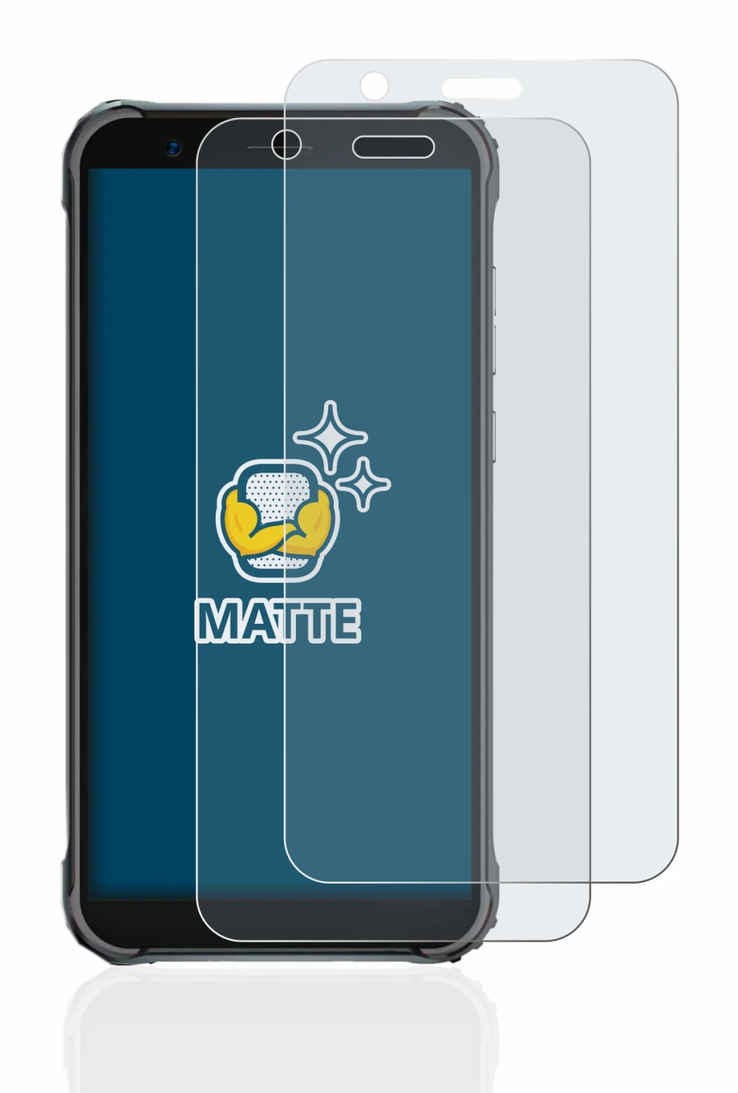 Image de l'appareil Blackview BV4900 Pro avec une grande variété de protections d'écran.