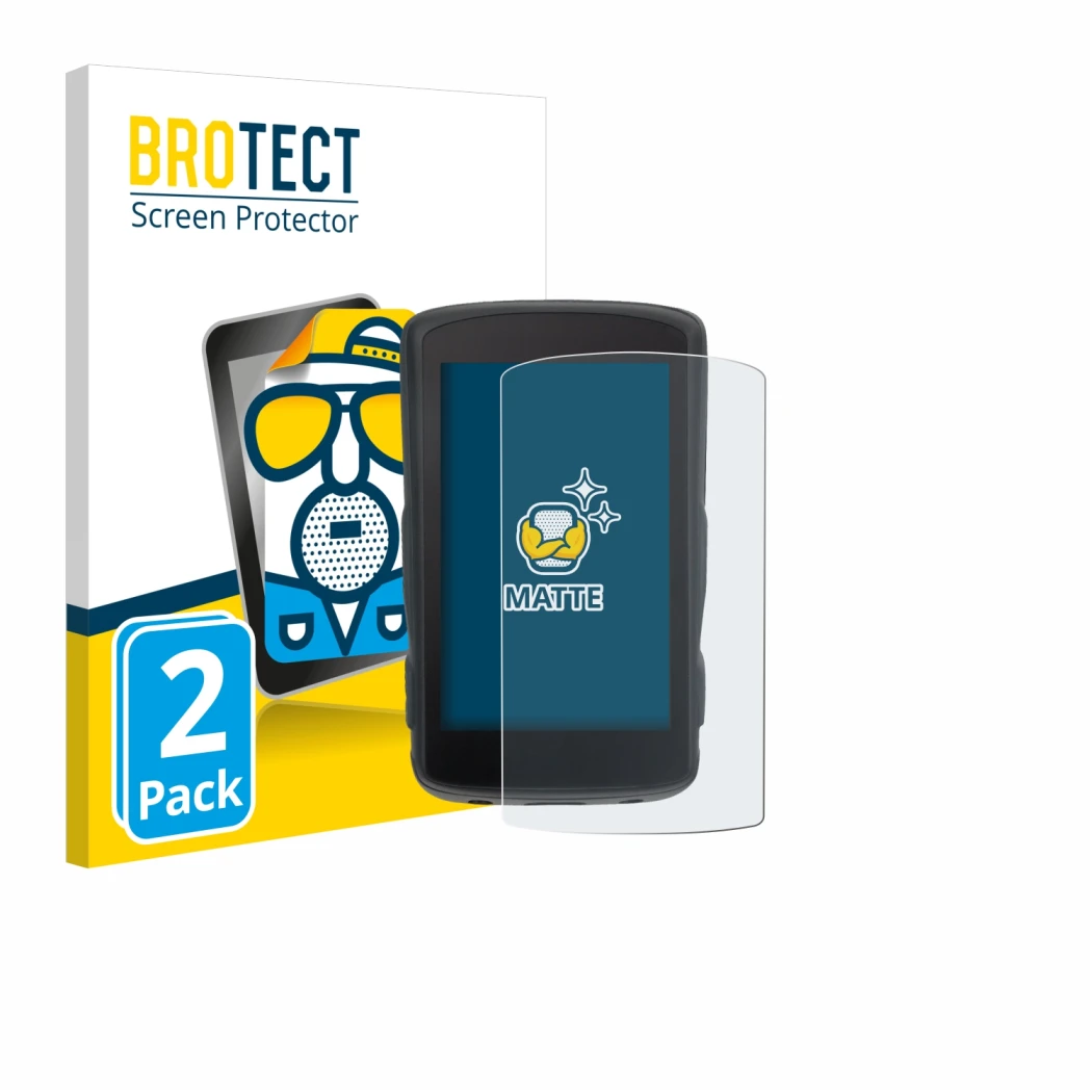 Face avant d’un emballage produit avec le logo de la marque BROTECT. À côté, l’appareil Hammerhead Karoo 2 est représenté avec