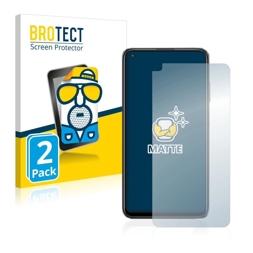 Face avant d’un emballage produit avec le logo de la marque BROTECT. À côté, l’appareil Xiaomi Redmi Note 9T 5G est représenté