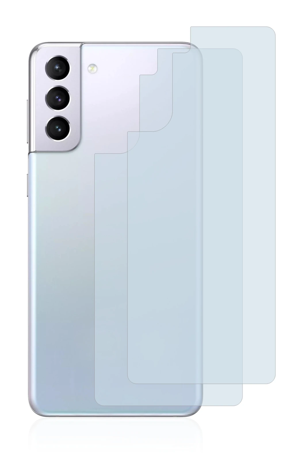 Image de l'appareil Samsung Galaxy S21 (Arrière) avec une grande variété de protections d'écran.