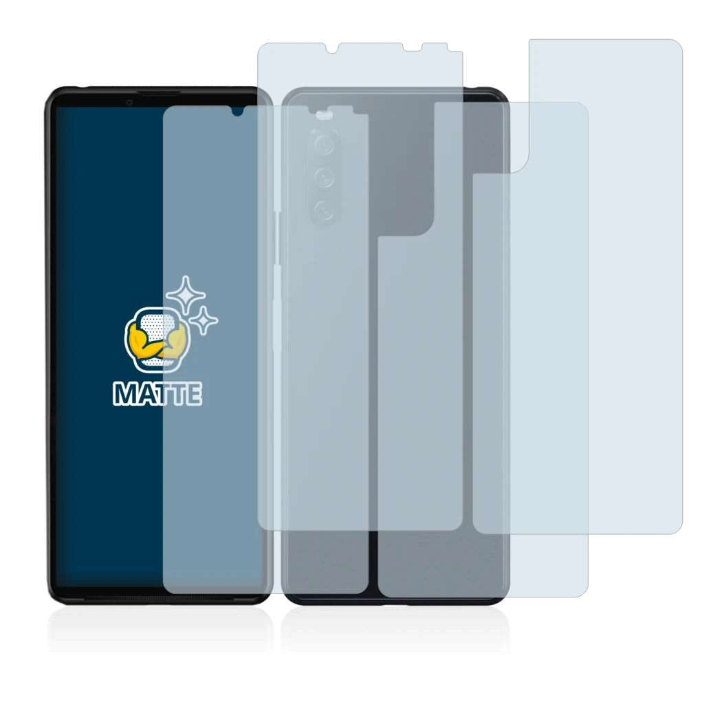Image de l'appareil Sony Xperia 10 III (Avant+Arrière) avec une grande variété de protections d'écran.