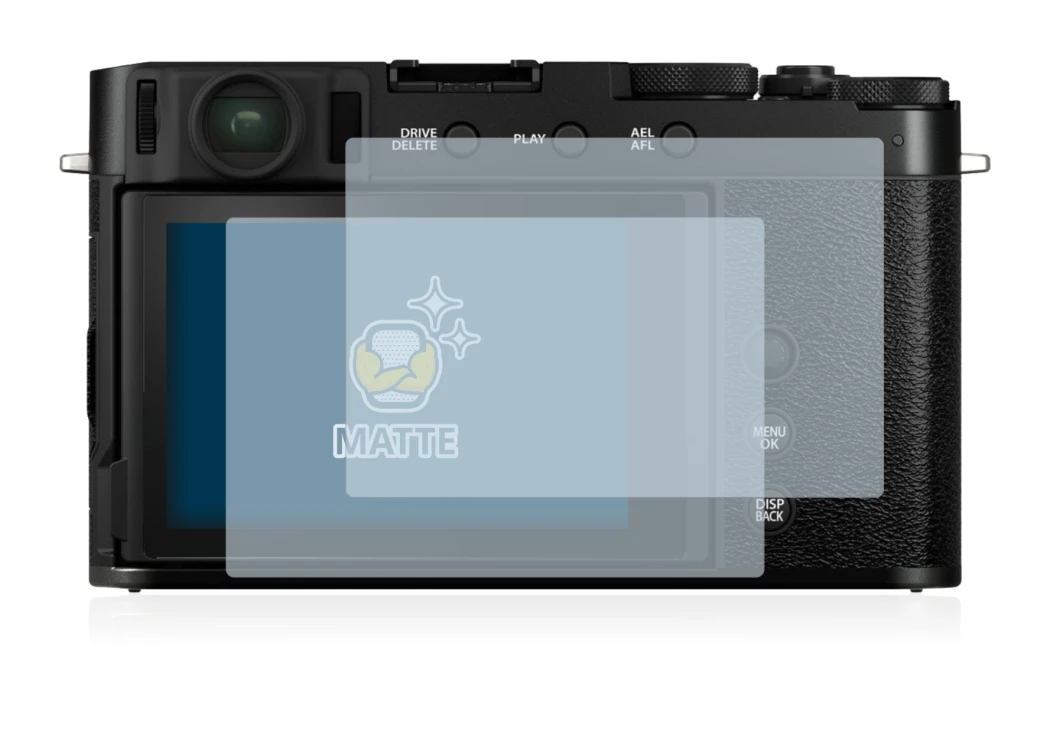Image de l'appareil Fujifilm X-E4 avec une grande variété de protections d'écran.