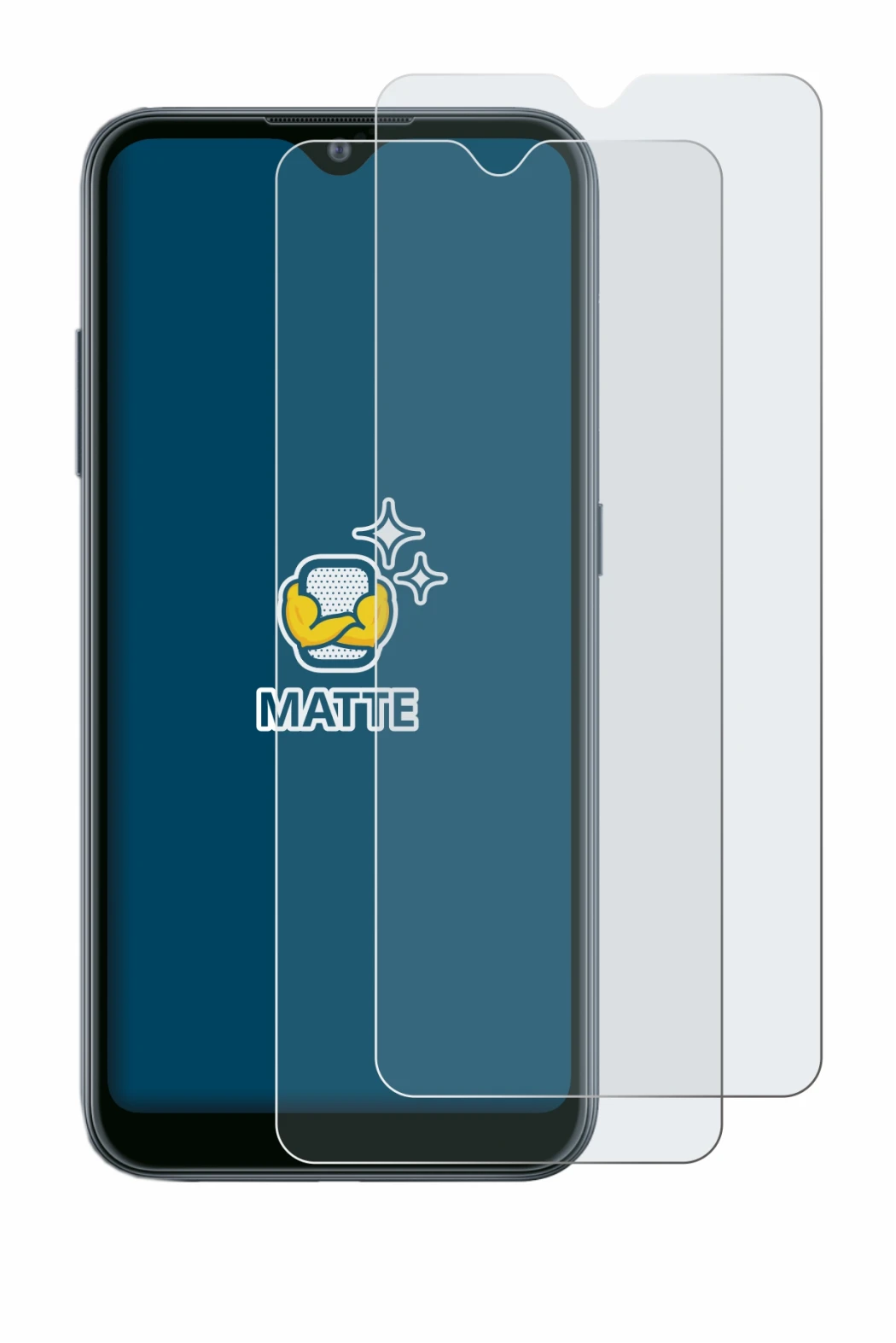 Image de l'appareil Samsung Galaxy A02 avec une grande variété de protections d'écran.