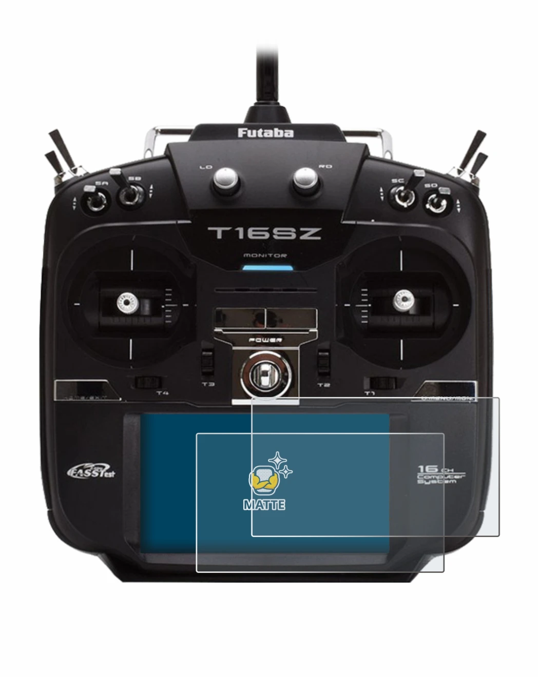 Image de l'appareil Robbe Futaba T16IZ avec une grande variété de protections d'écran.