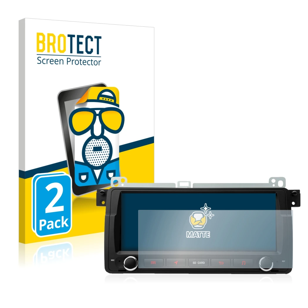 Face avant d’un emballage produit avec le logo de la marque BROTECT. À côté, l’appareil Xtrons PQ8046BL est représenté avec la