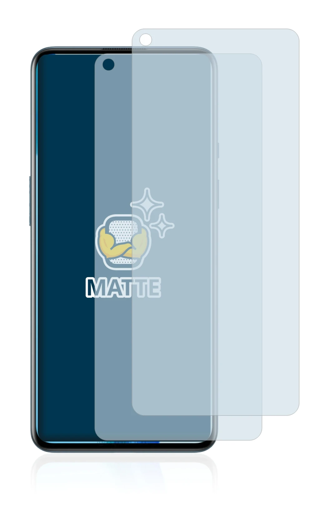 Image de l'appareil OnePlus 9 5G avec une grande variété de protections d'écran.