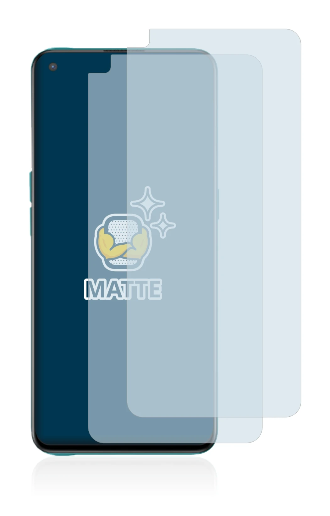 Image de l'appareil OnePlus Nord CE 5G avec une grande variété de protections d'écran.