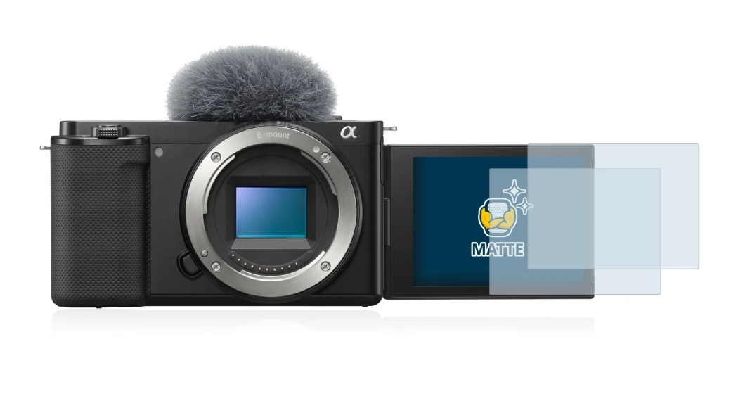 Image de l'appareil Sony Alpha ZV-E10 avec une grande variété de protections d'écran.