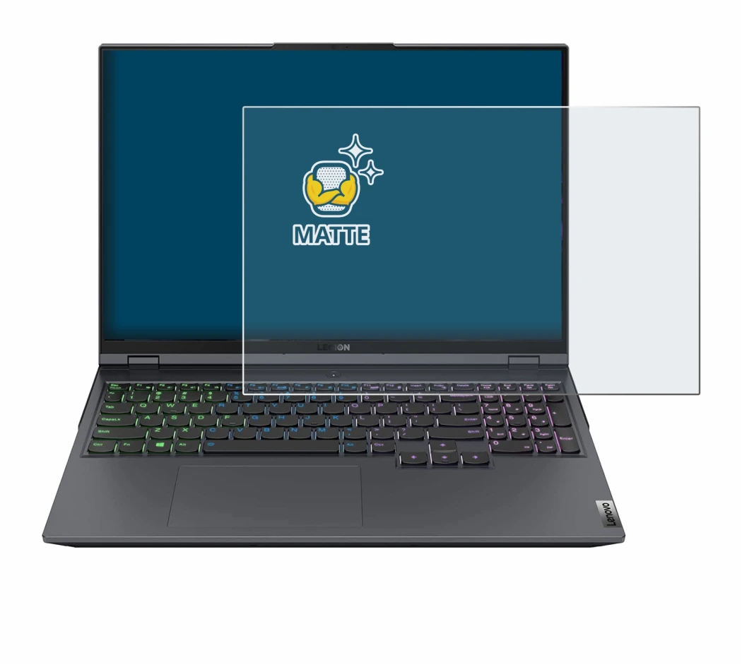 Image de l'appareil Lenovo Legion 5 Pro avec une grande variété de protections d'écran.